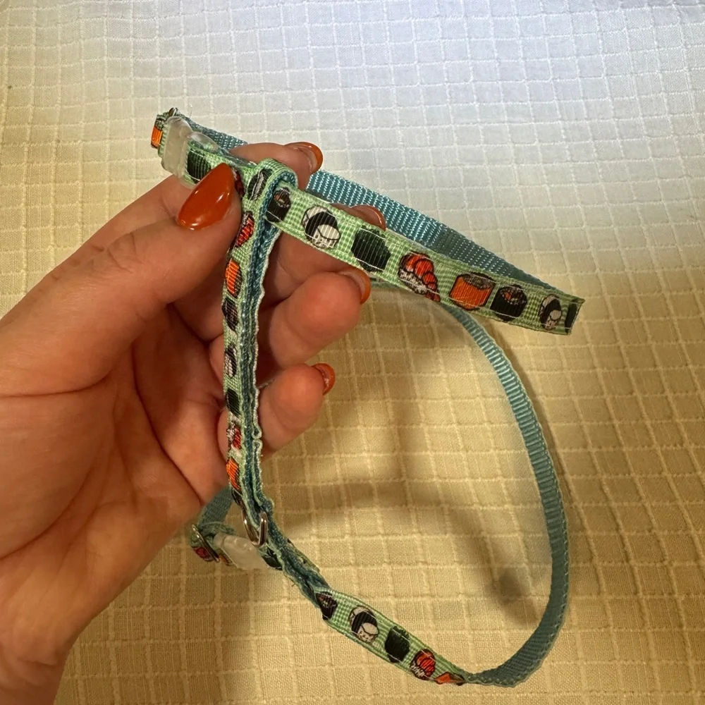 Blue with sushi deign cat or dog Harness and Leash Set
